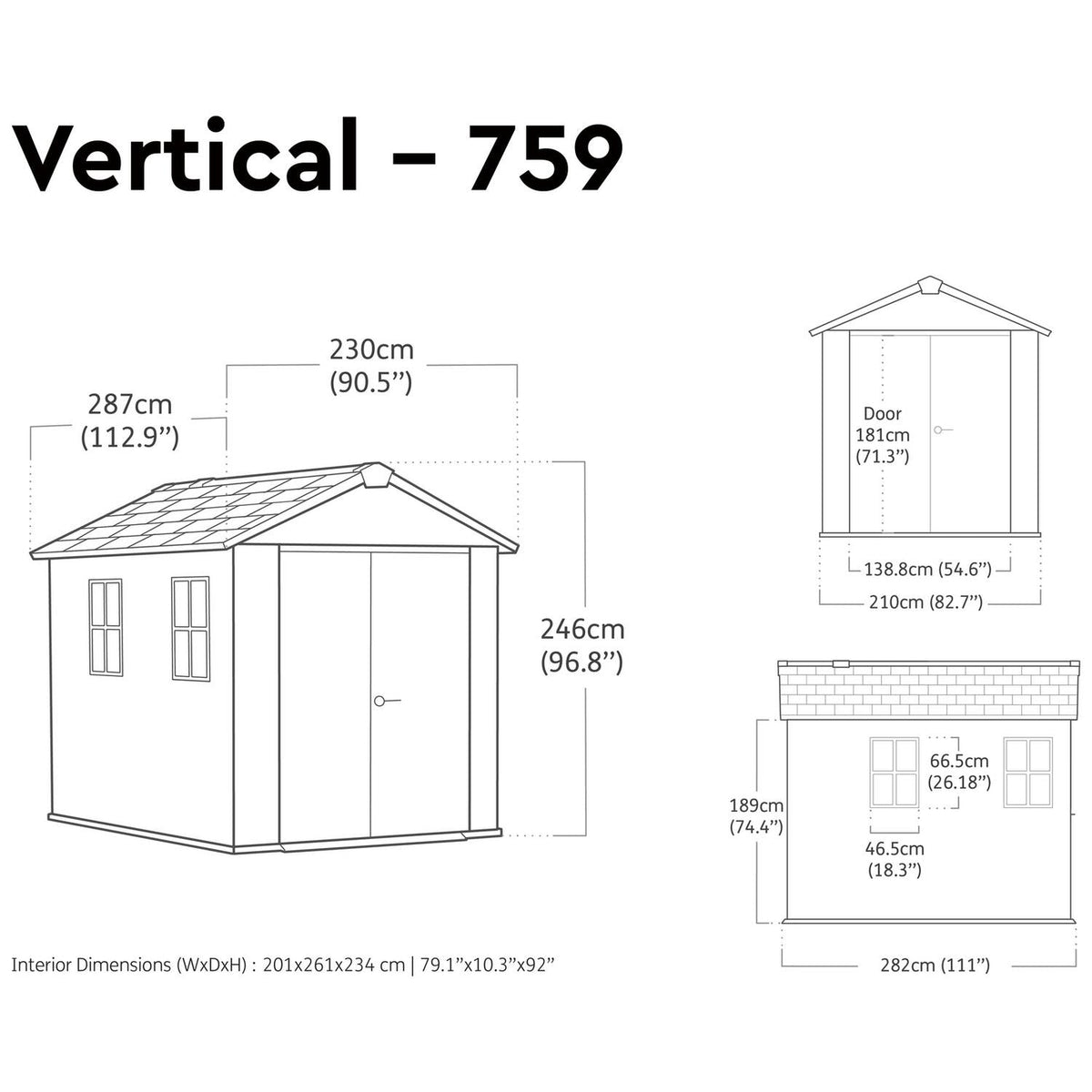 Newton Plus Apex Plastic Shed 7.5 × 9 ft Grey