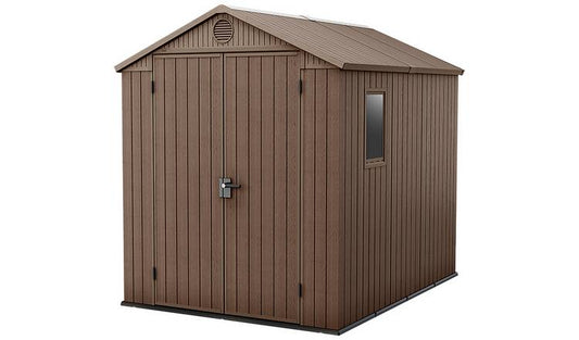 Keter Darwin Apex Garden Storage Shed 6 × 8 ft Brown