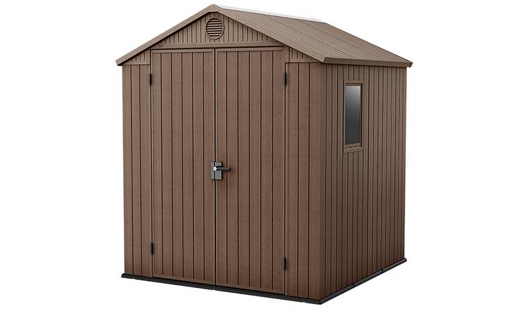 Keter Darwin Apex Garden Storage Shed 6 × 6 ft Brown