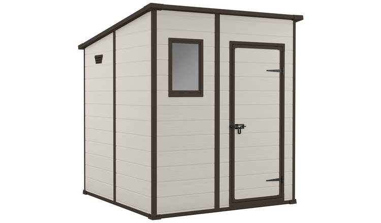 Keter Manor Pent Outdoor Garden Storage Shed 6 × 6 ft Brown