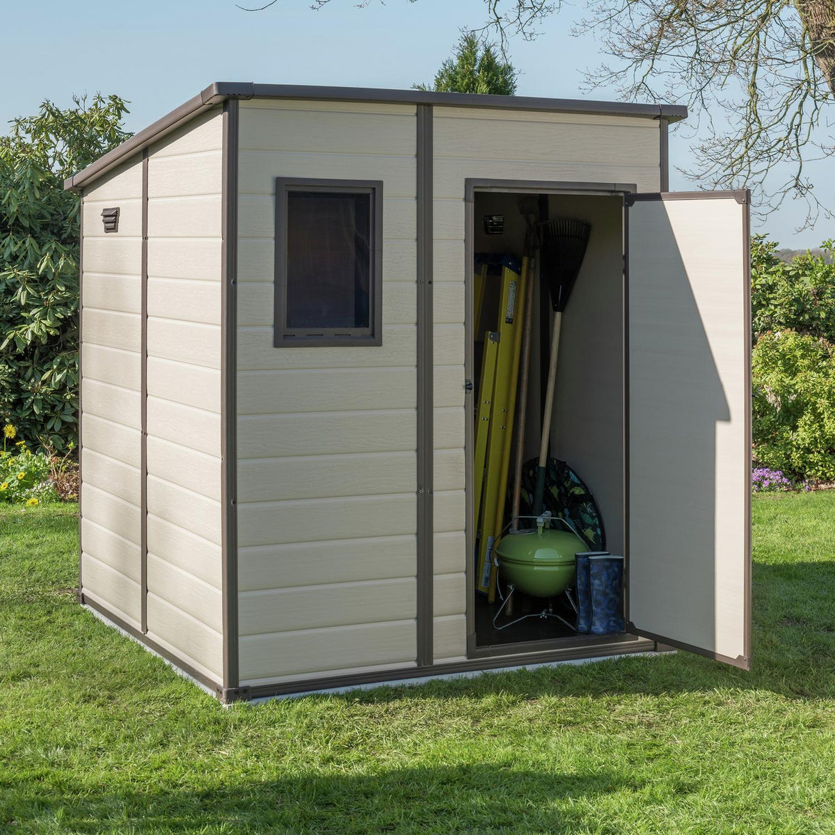 Manor Pent Outdoor Garden Storage Shed 6 × 6 ft Brown