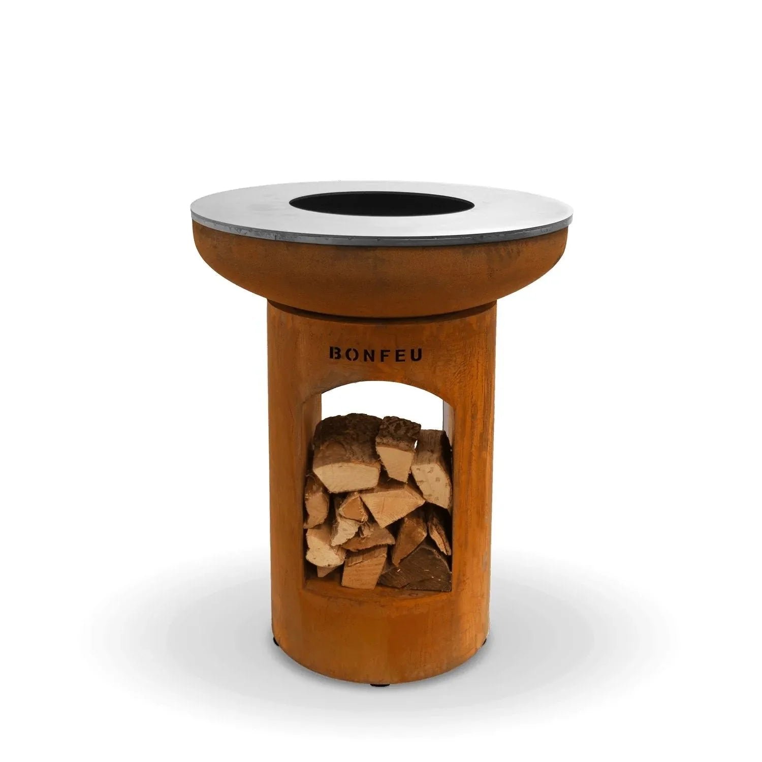 BonFeu BonBiza Open 80 cm Plancha Grill & Fire Pit with Log Store
