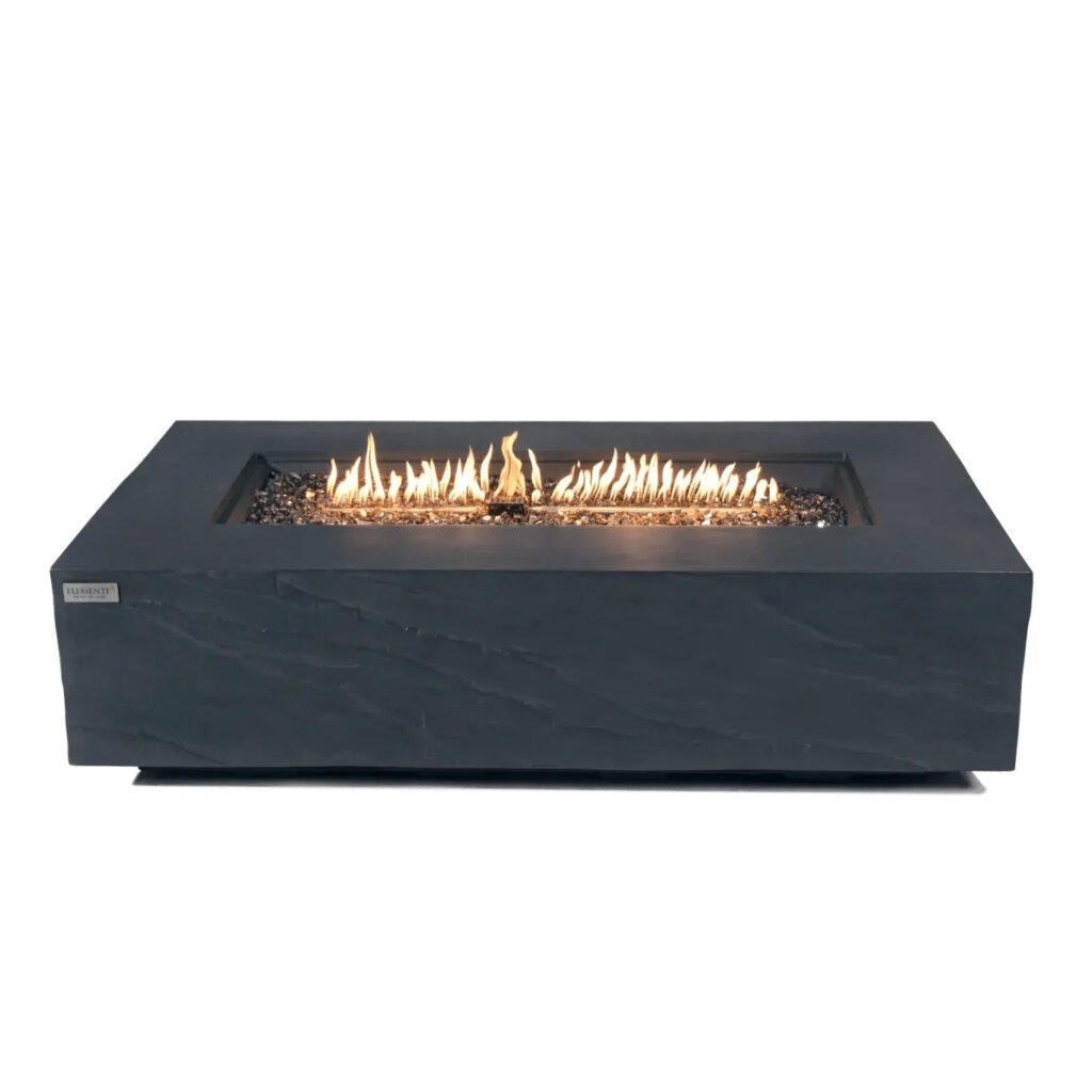 Elementi Plus Cape Town Rectangular Gas Fire Pit Table 16 kW, Slate Black