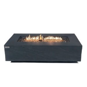 Elementi Plus Cape Town Rectangular Gas Fire Pit Table 16 kW, Slate Black