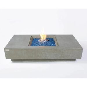 Elementi Plus Monte Carlo Rectangular Gas Fire Pit Table 16 kW, Light Grey