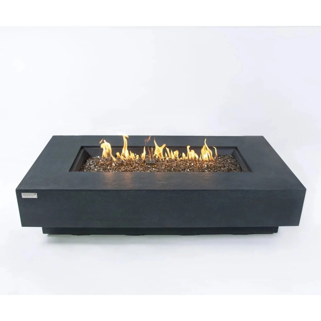 Elementi Plus Positano Rectangular Gas Fire Pit Table 16 kW, Dark Grey