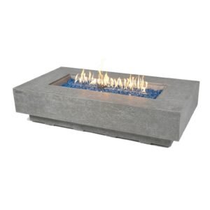 Elementi Plus Riviera Rectangular Gas Fire Pit Table 16 kW, Light Grey