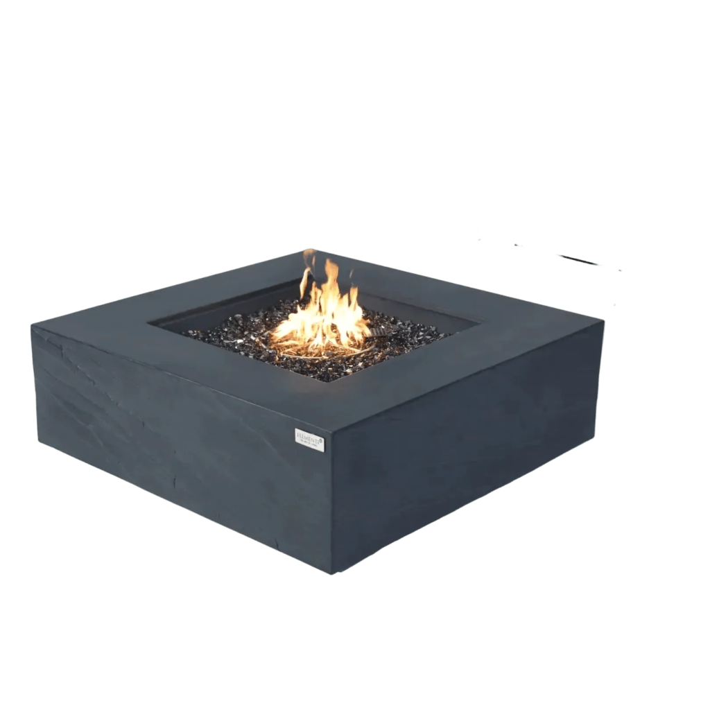 Elementi Plus Roraima Square Gas Fire Pit Table 16 kW, Slate Black