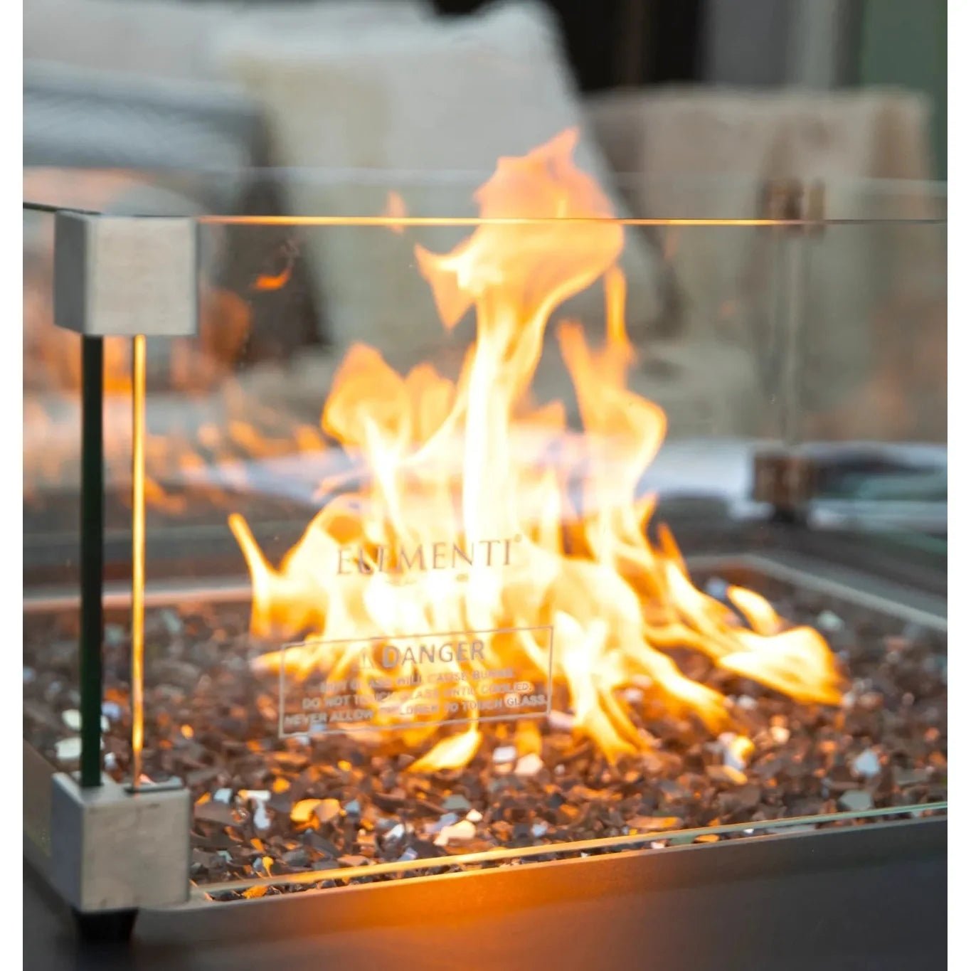 Elementi Plus Sofia Square Gas Fire Pit Table 16 kW, Black Marble Porcelain Top