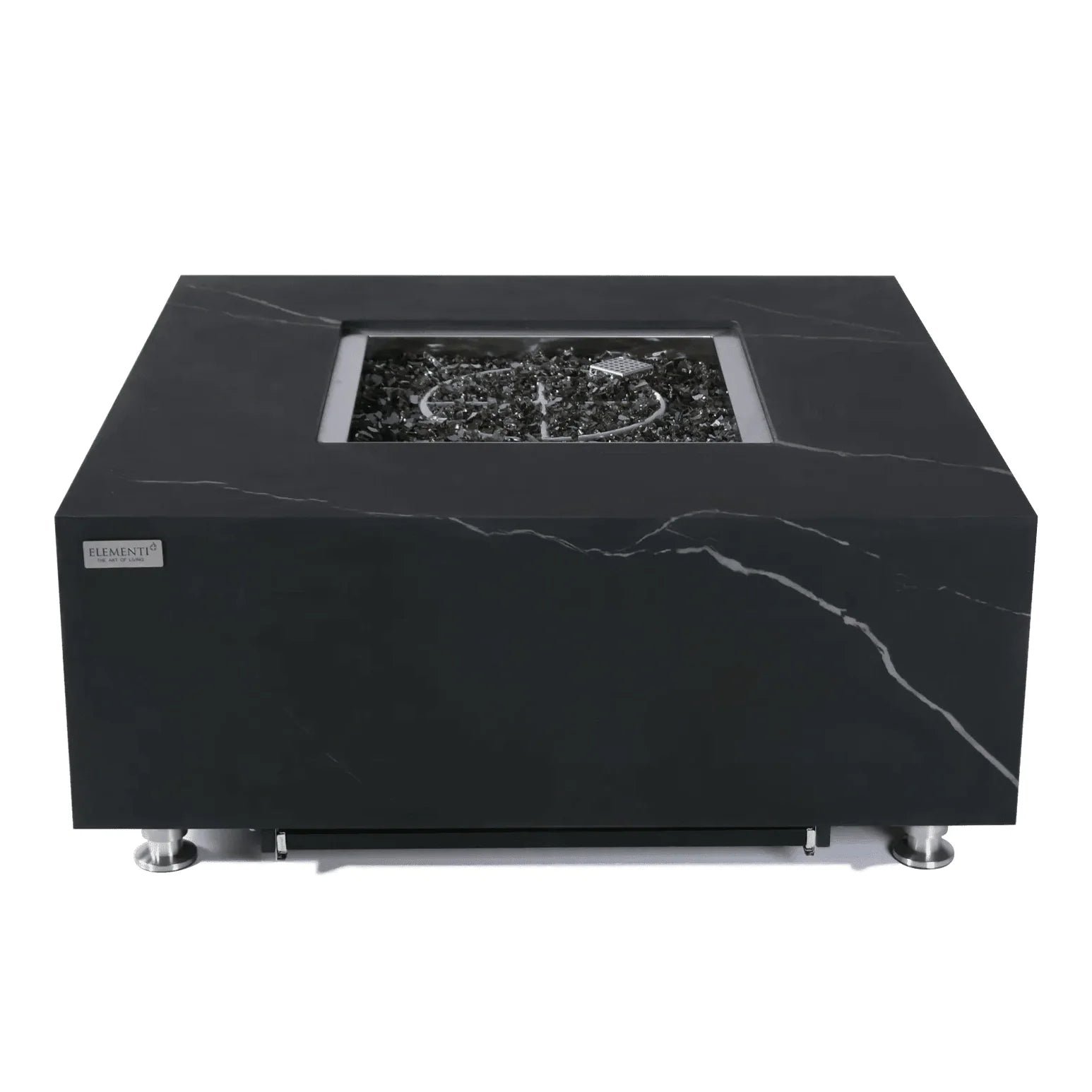 Elementi Plus Sofia Square Gas Fire Pit Table 16 kW, Black Marble Porcelain Top