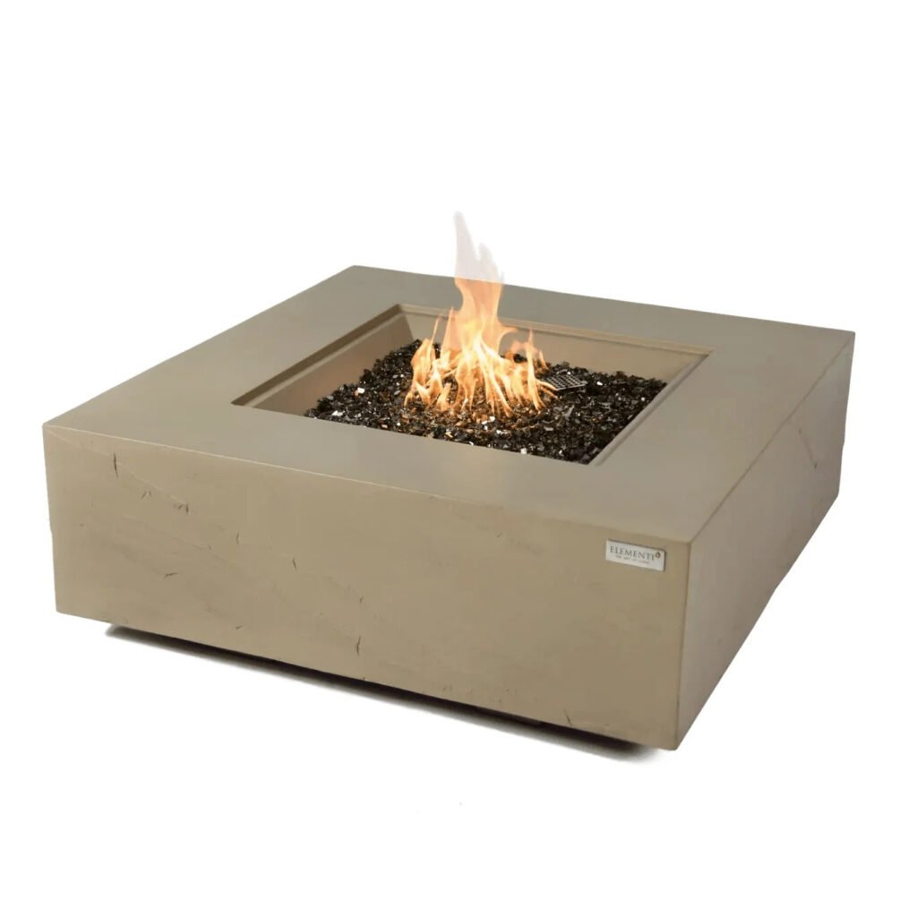 Elementi Plus Uluru Square Gas Fire Pit Table 16 kW, Sunlight Yellow