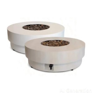 Happy Cocooning Estate Round 105 Gas Fire Pit Table, Stone-Look Composite, 16.5 kW