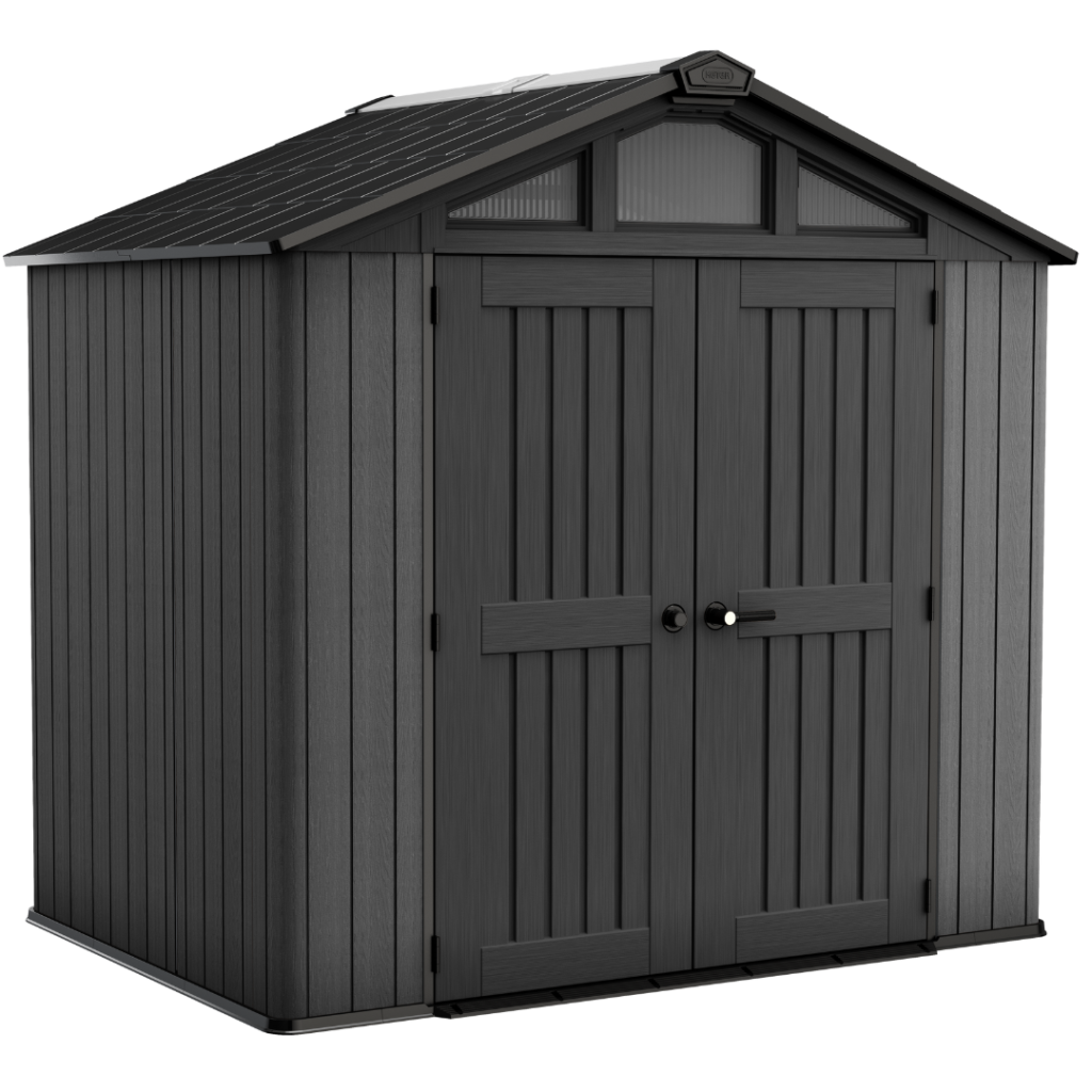 Keter Stronghold 8x8 ft (2.5 x 2.3 m) Resin Garden Shed with Floor, Grey